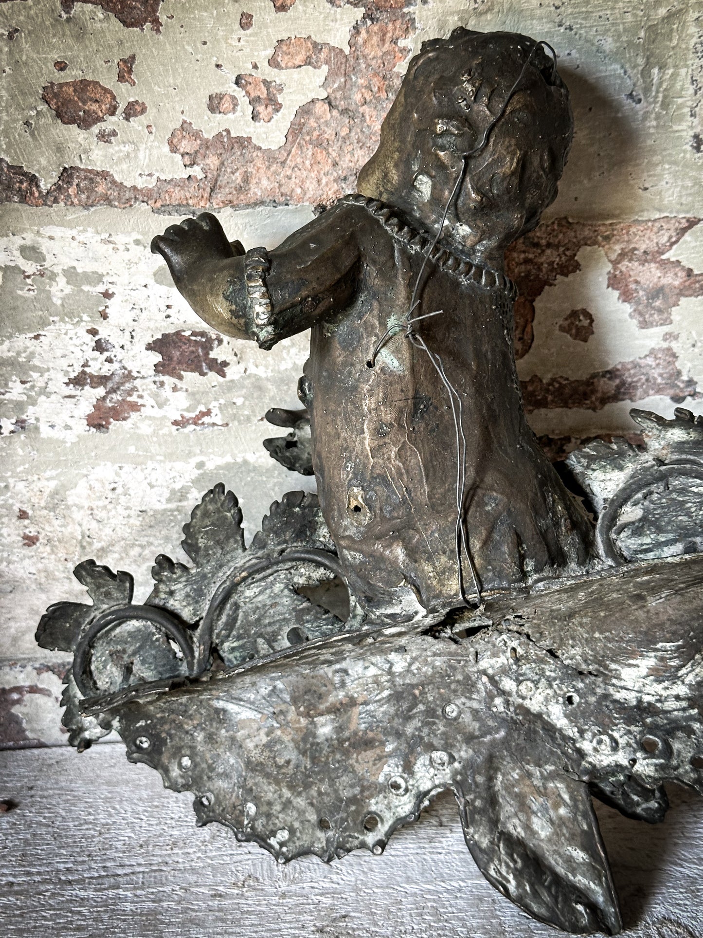 Antique French Brass Cherub Prayer Screen Decoration