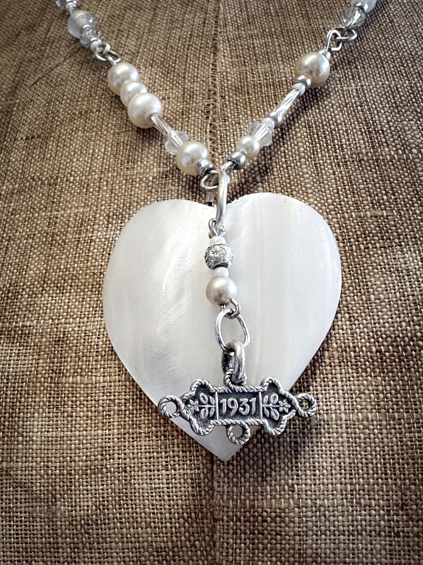 Found Object Mother of Pearl Heart Necklace by Jealous Moon Jewellery