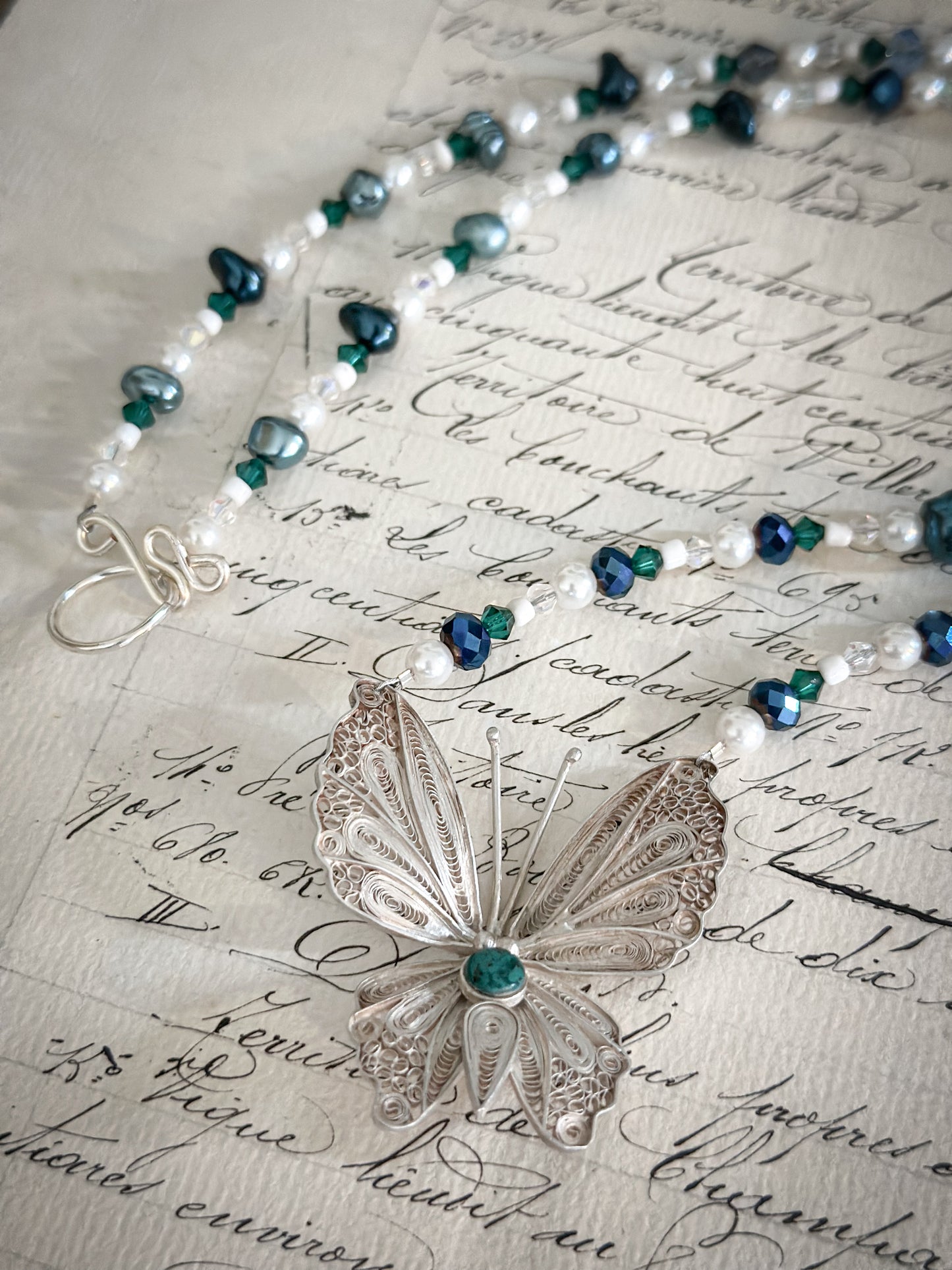 Found Object Art Deco Dress Clip with Cherub Necklace by Jealous Moon Jewellery