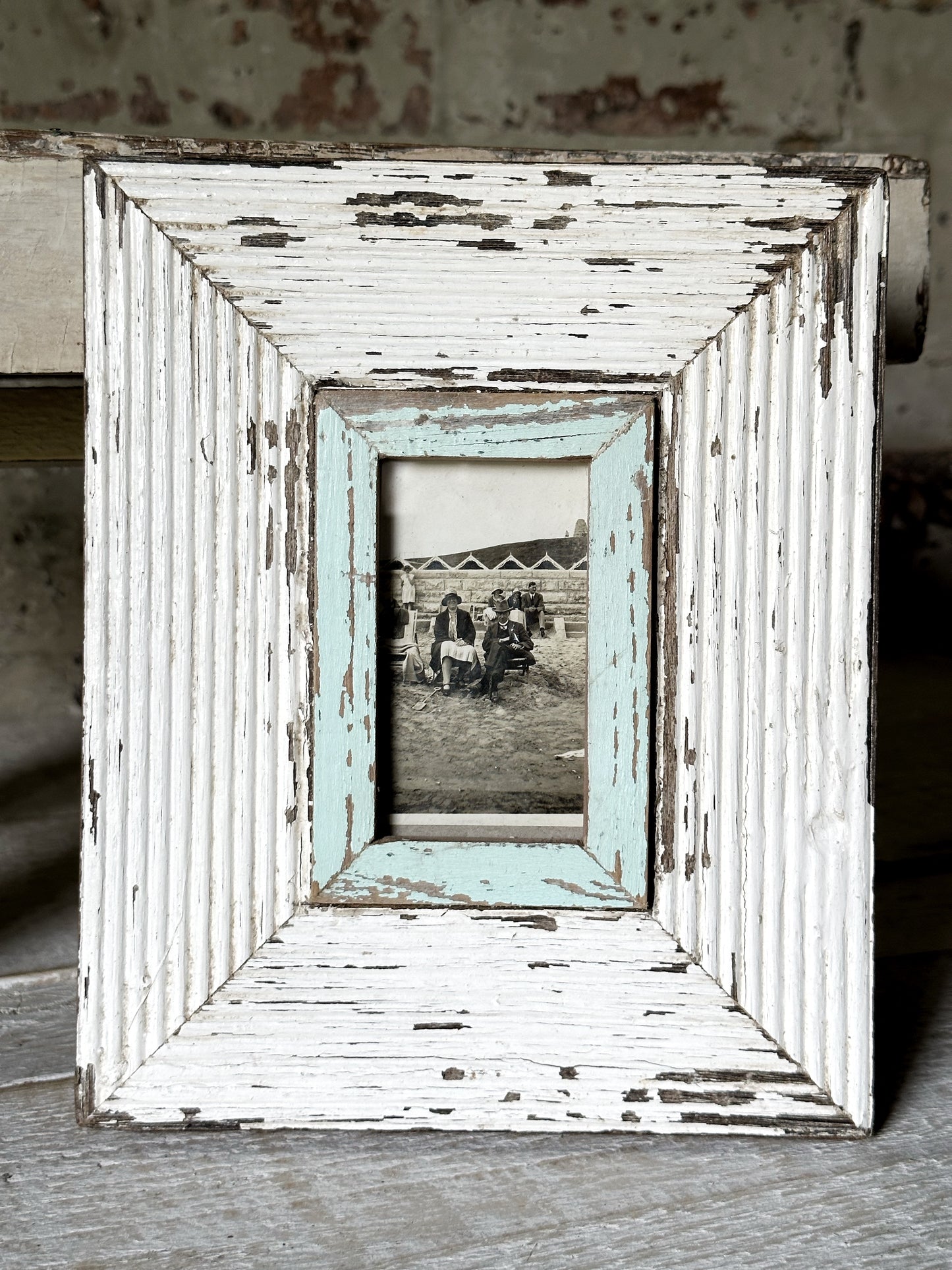 A framed day at the seaside antique photograph in a Luna design frame