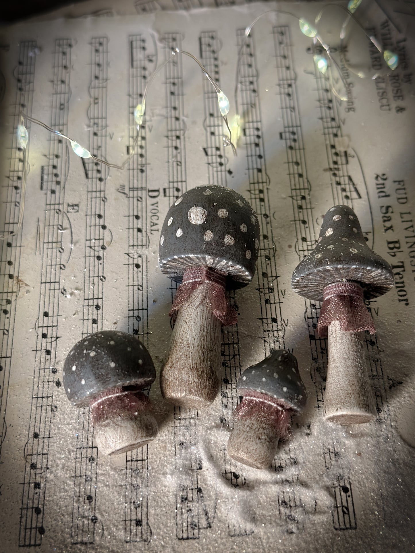 Four Hand Painted Christmas Toadstools