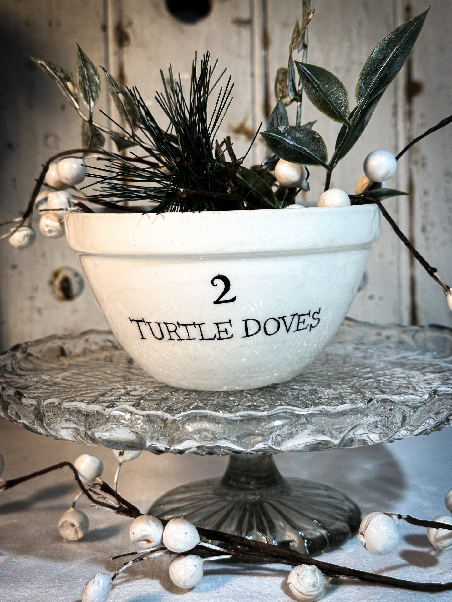 A beautiful vintage Illustrated Ironstone pudding bowl with a hand painted quote