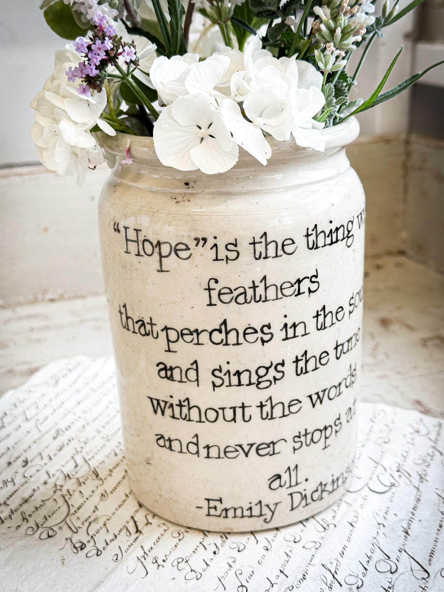 Large Hand Painted Stoneware Pot