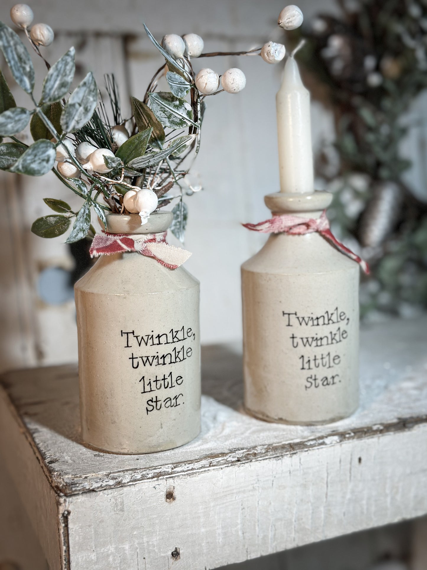 A Victorian unearthed stoneware pottery tall bottle with a hand painted quote