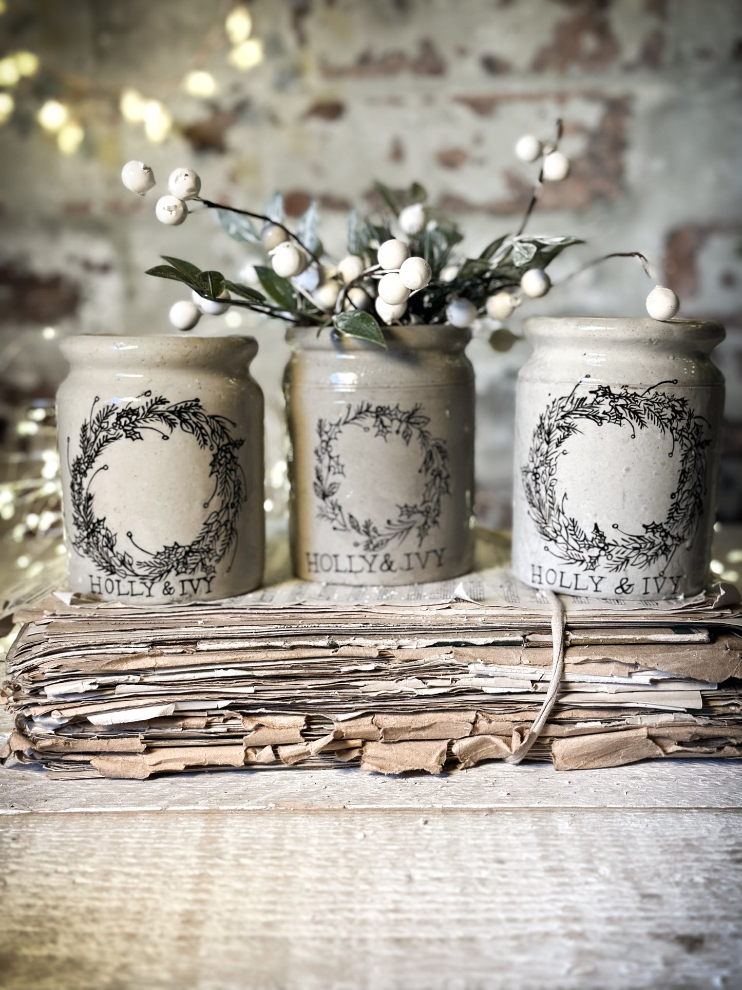 A hand painted and illustrated vintage Victorian preserve jar