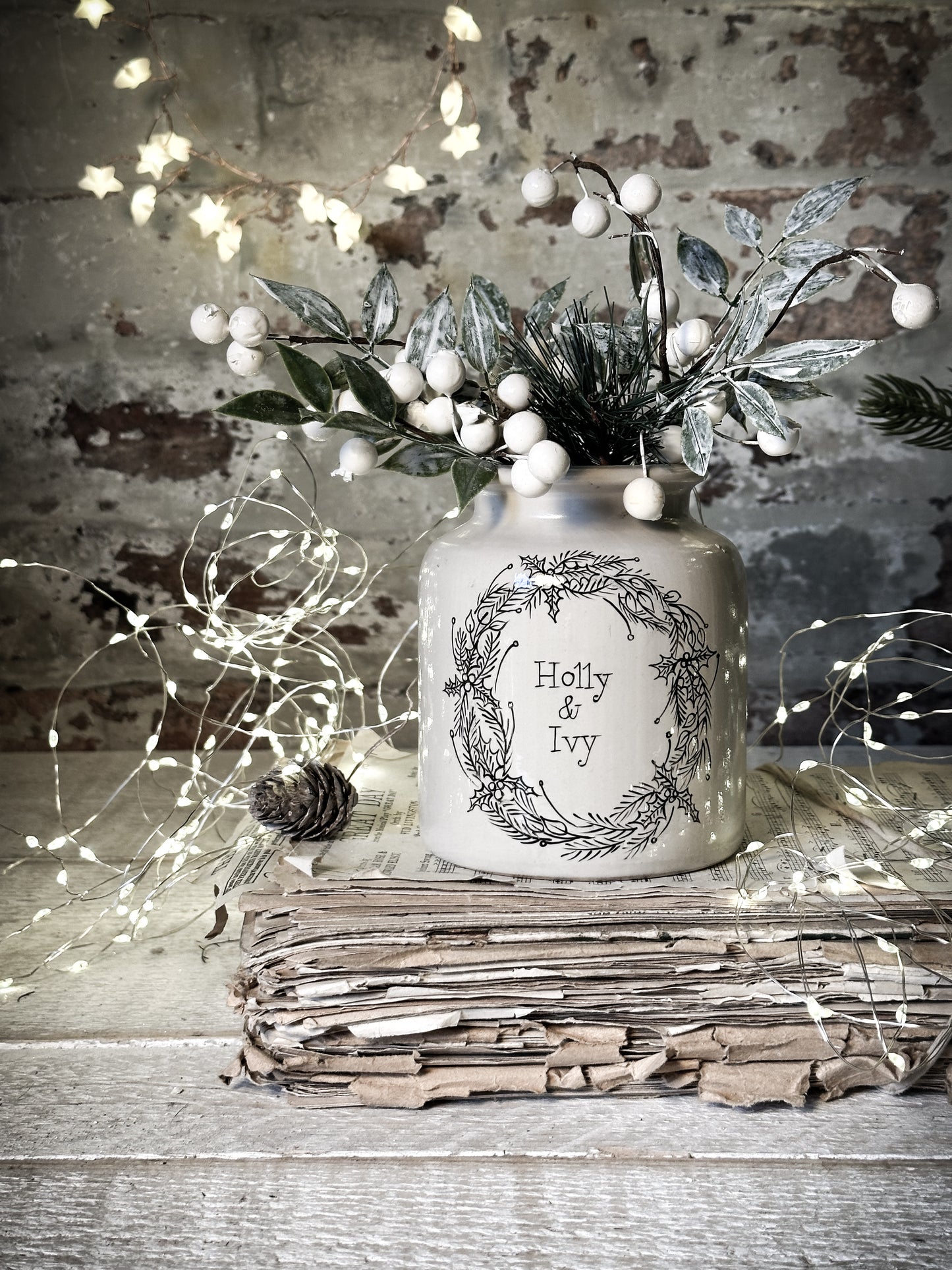 A hand painted and illustrated vintage French mustard jar