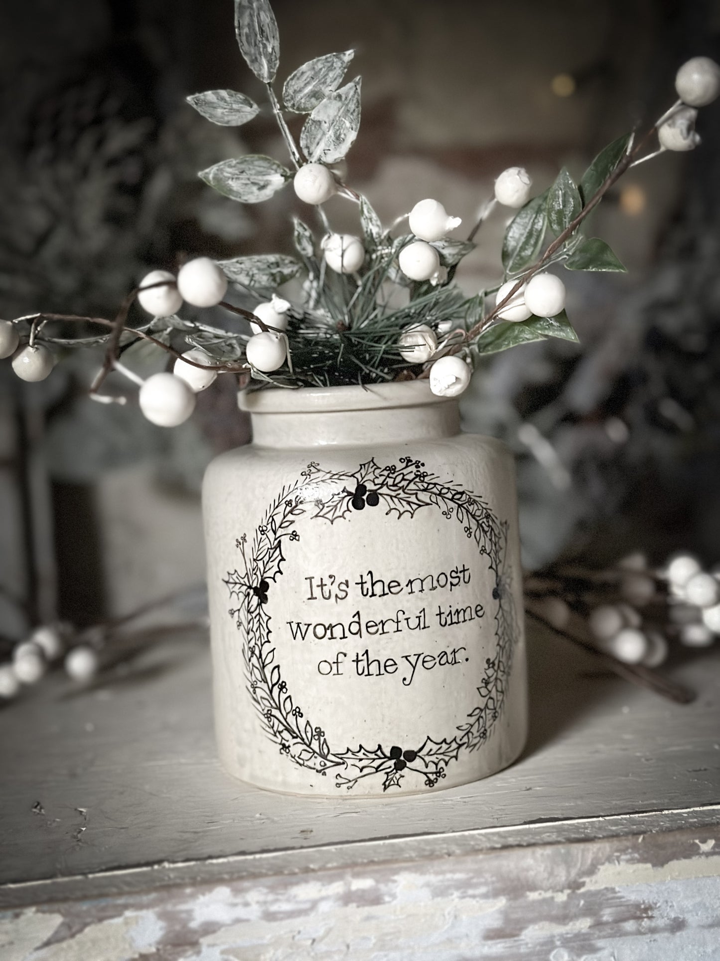 A hand painted and illustrated vintage French mustard jar