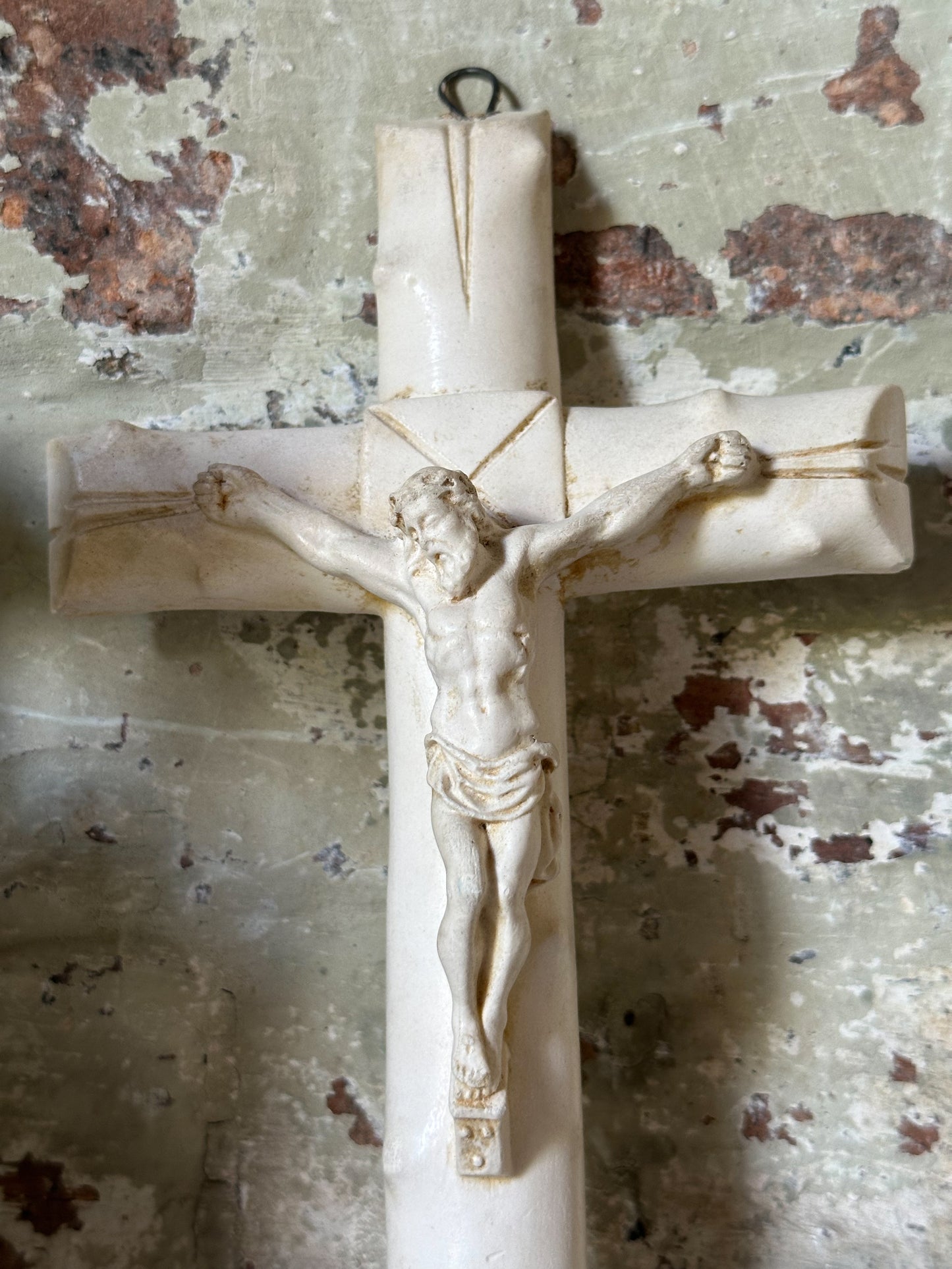 A French Antique Chalk Ware Crucifix