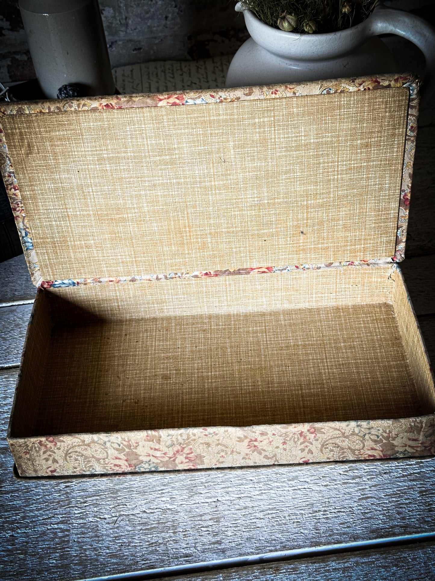 A Pretty French Paisley Fabric Covered Box