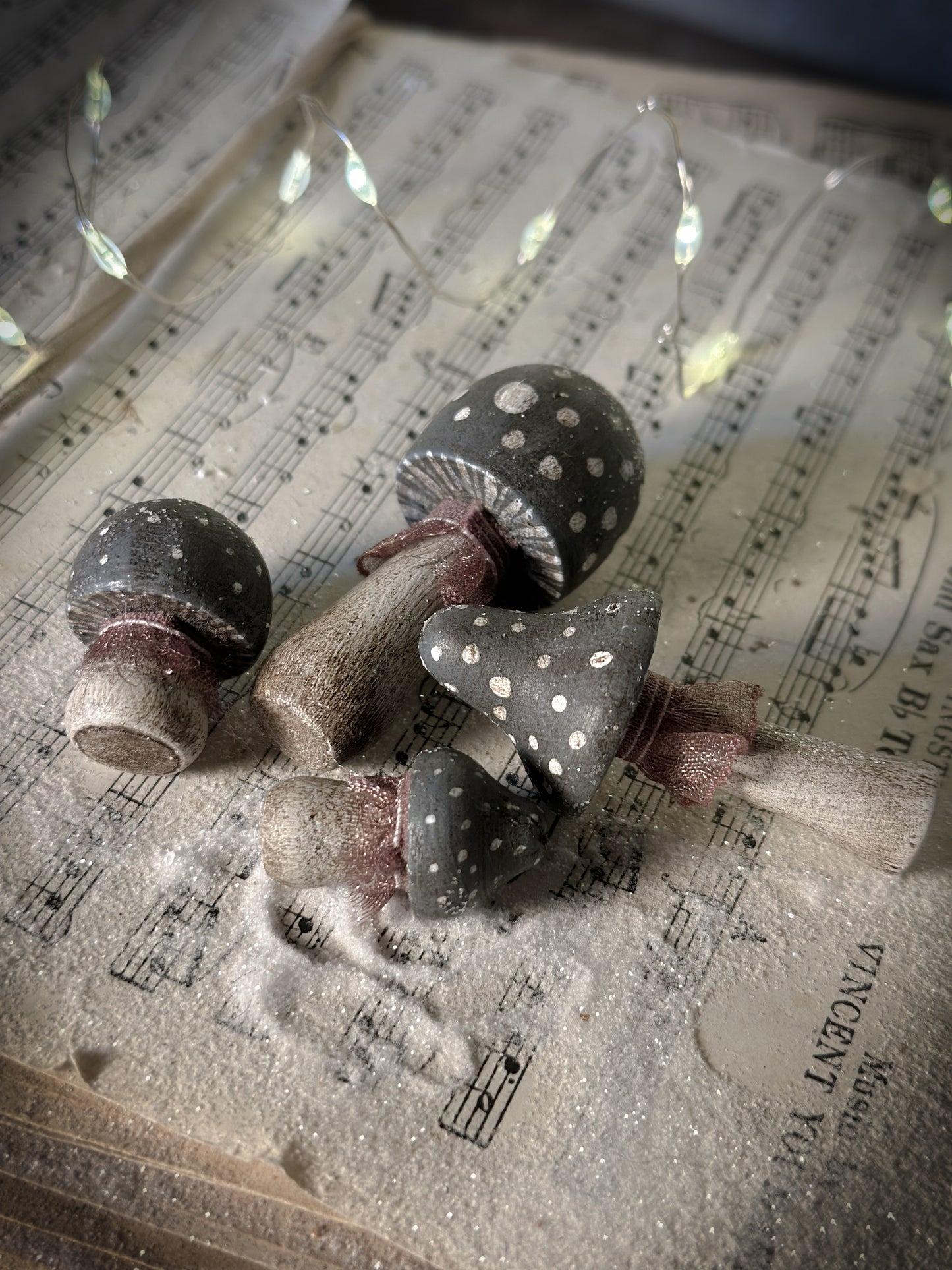 Four Hand Painted Christmas Toadstools