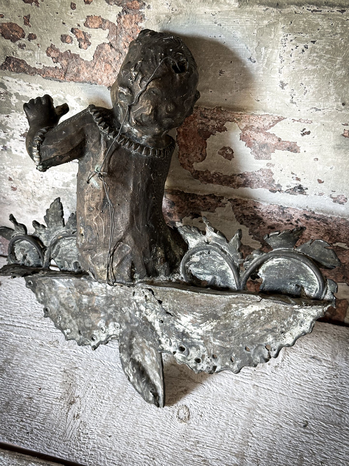 Antique French Brass Cherub Prayer Screen Decoration