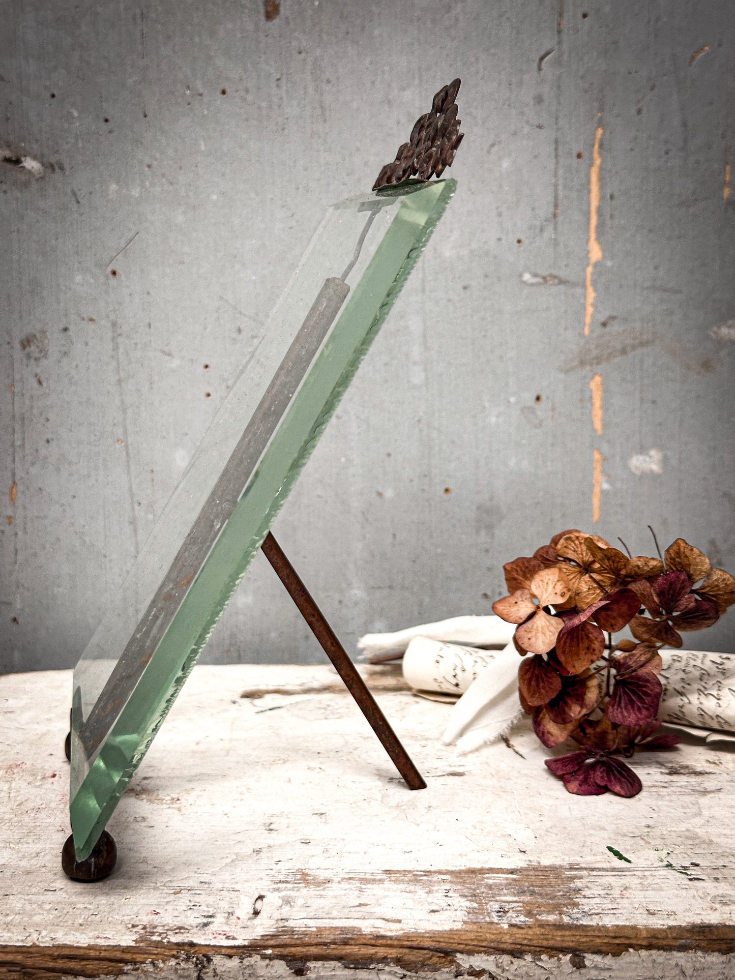 Antique French Ormolu & Bevelled Glass Photo Frame