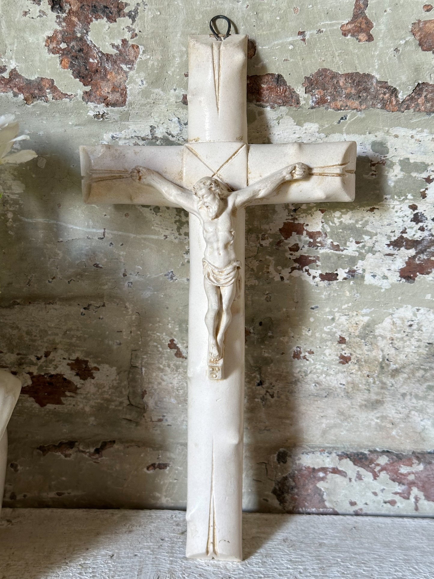 A French Antique Chalk Ware Crucifix