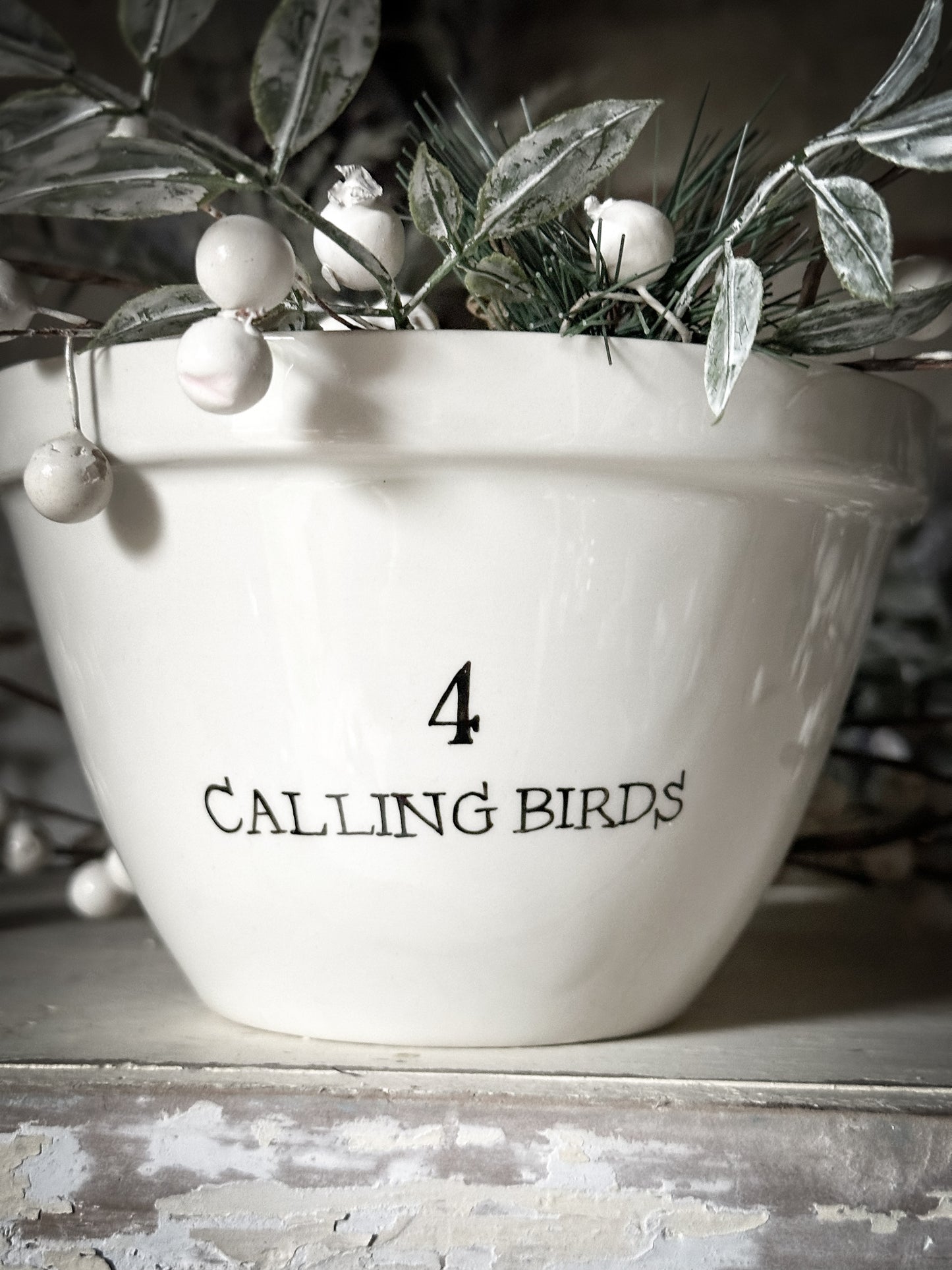 A beautiful vintage Illustrated Ironstone pudding bowl with a hand painted quote