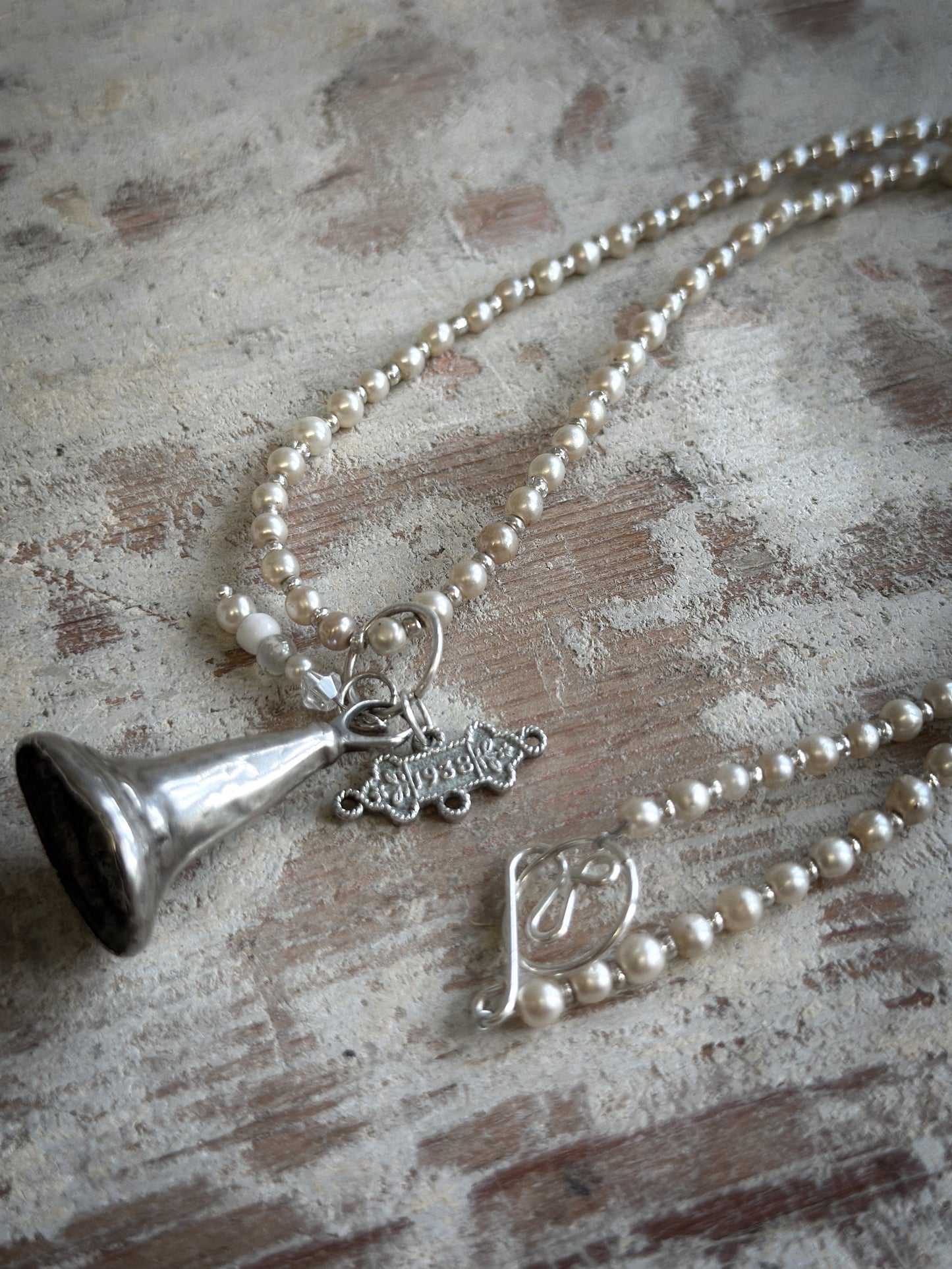 Found Object silver Bell Candle Snuffer Necklace by Jealous Moon Jewellery