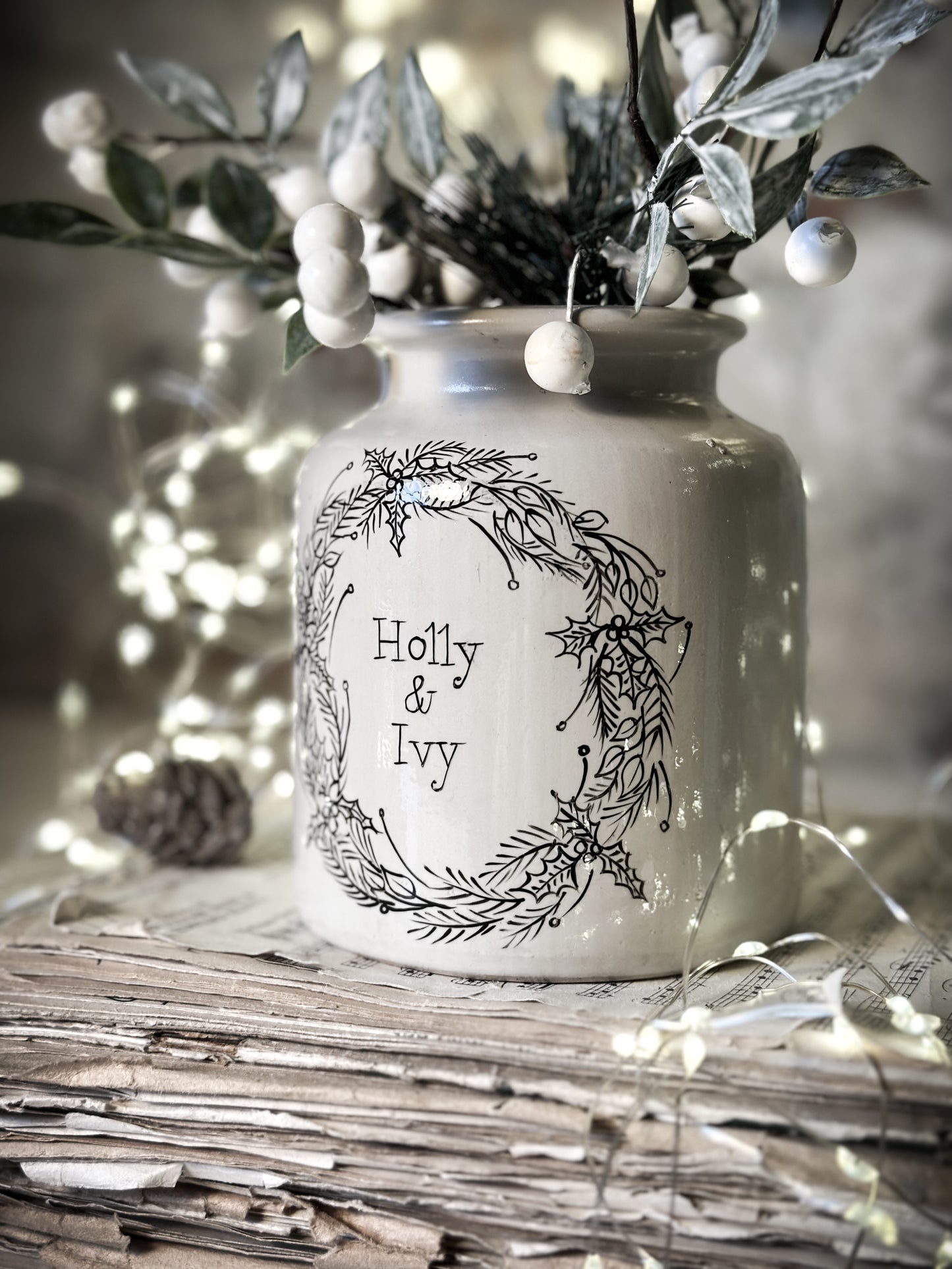 A hand painted and illustrated vintage French mustard jar