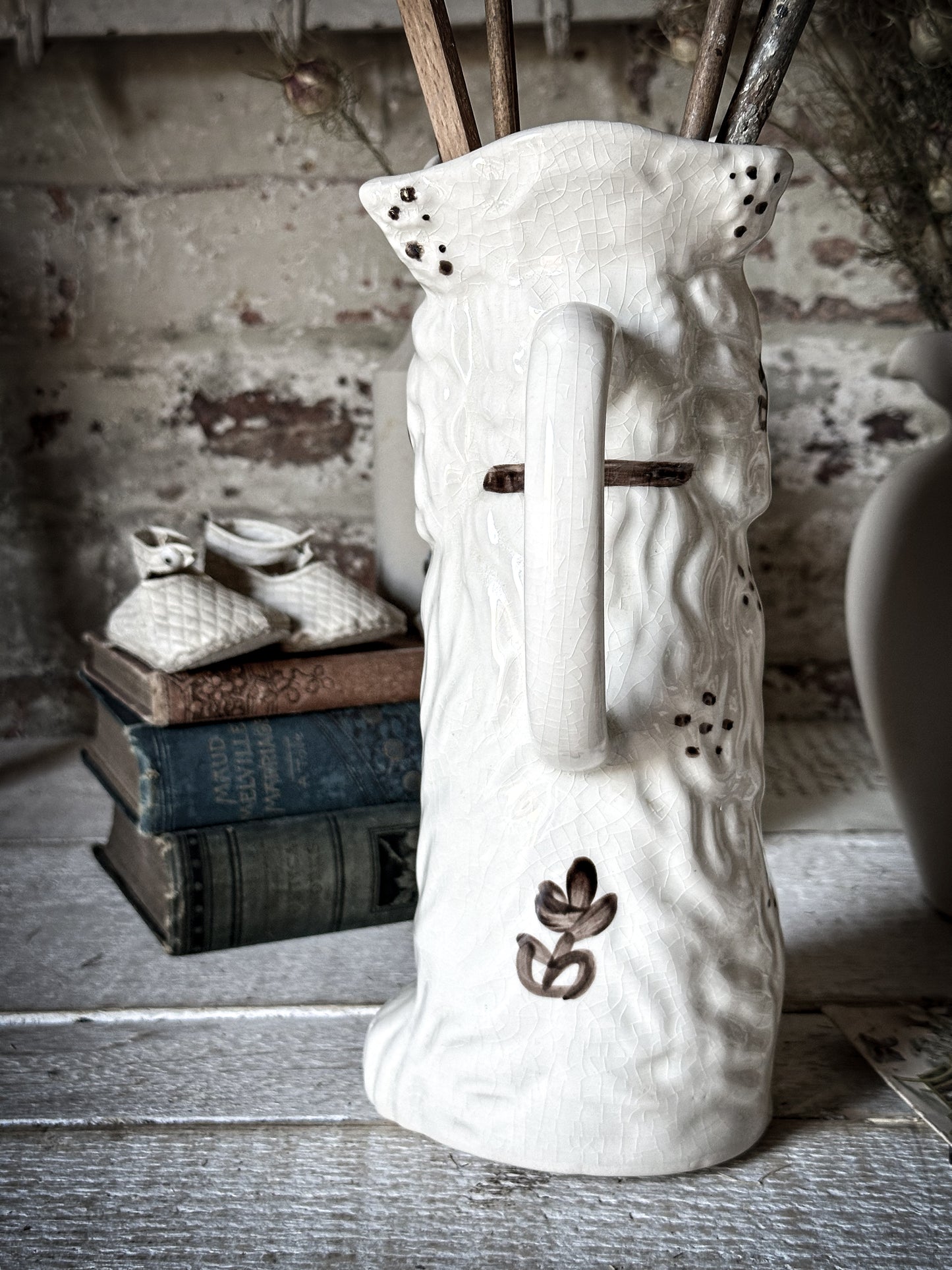 Antique Staffordshire Begging Spaniel in a Tricorn Hat Jug