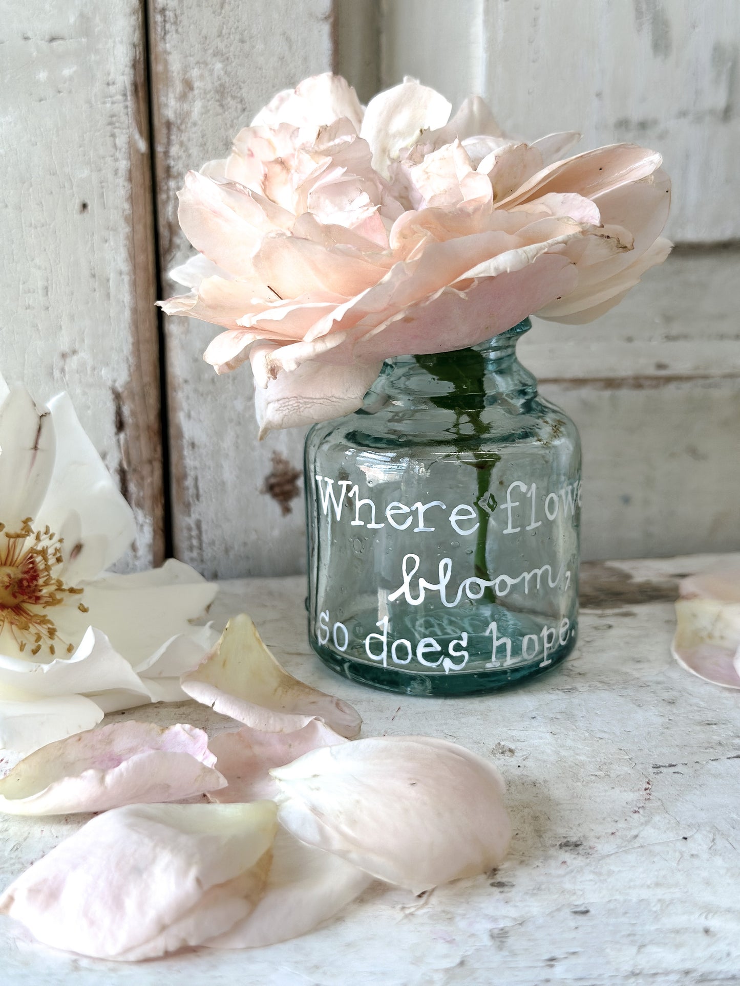 A beautiful Victorian bottle with a hand painted quote