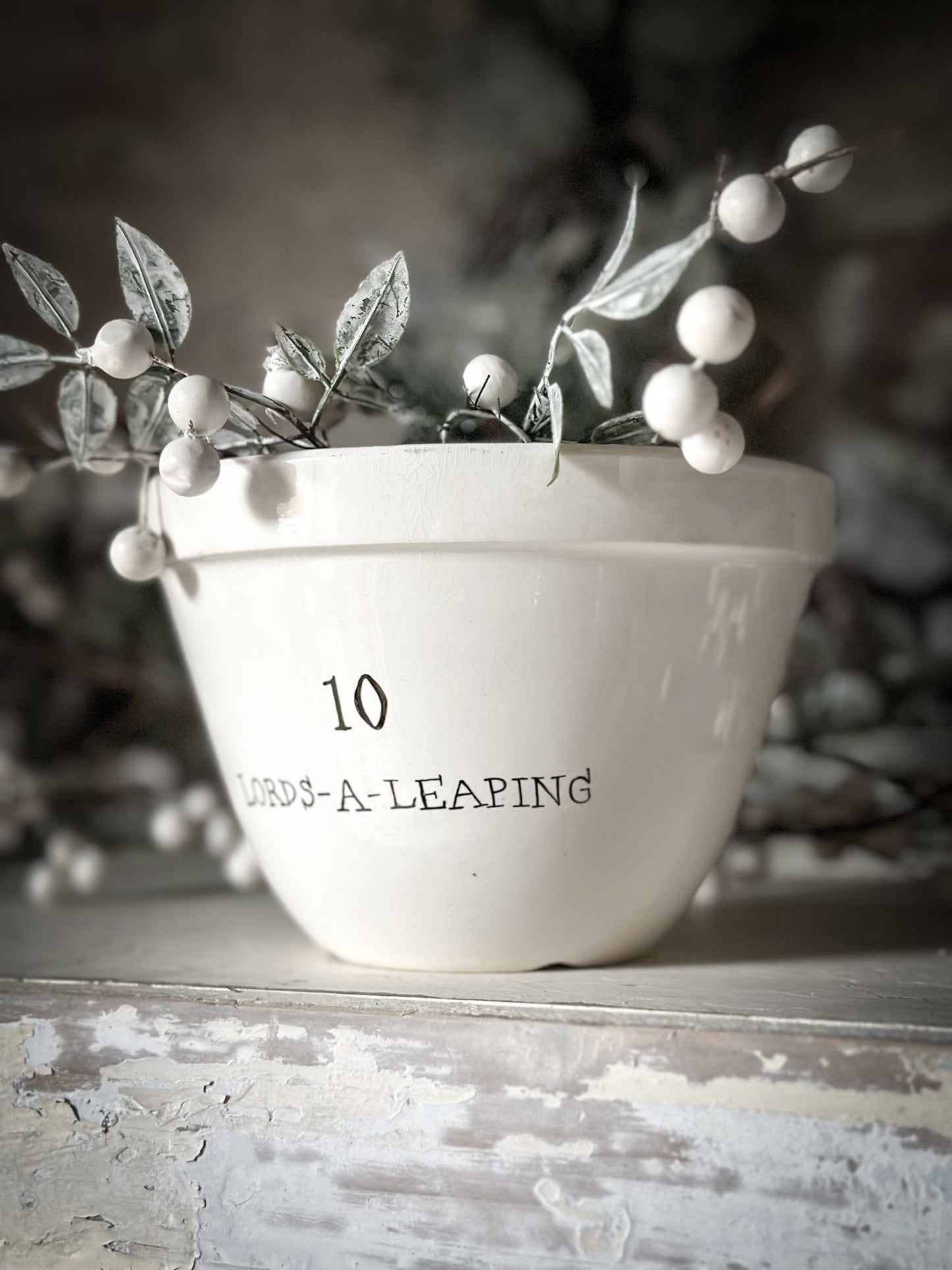 A beautiful vintage Illustrated Ironstone pudding bowl with a hand painted quote