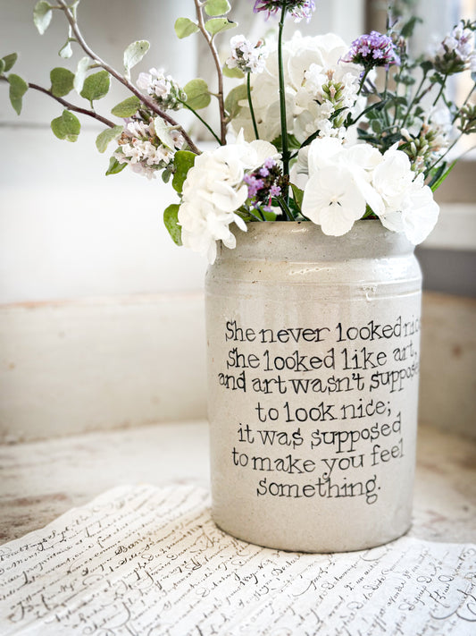 Large Hand Painted Stoneware Pot