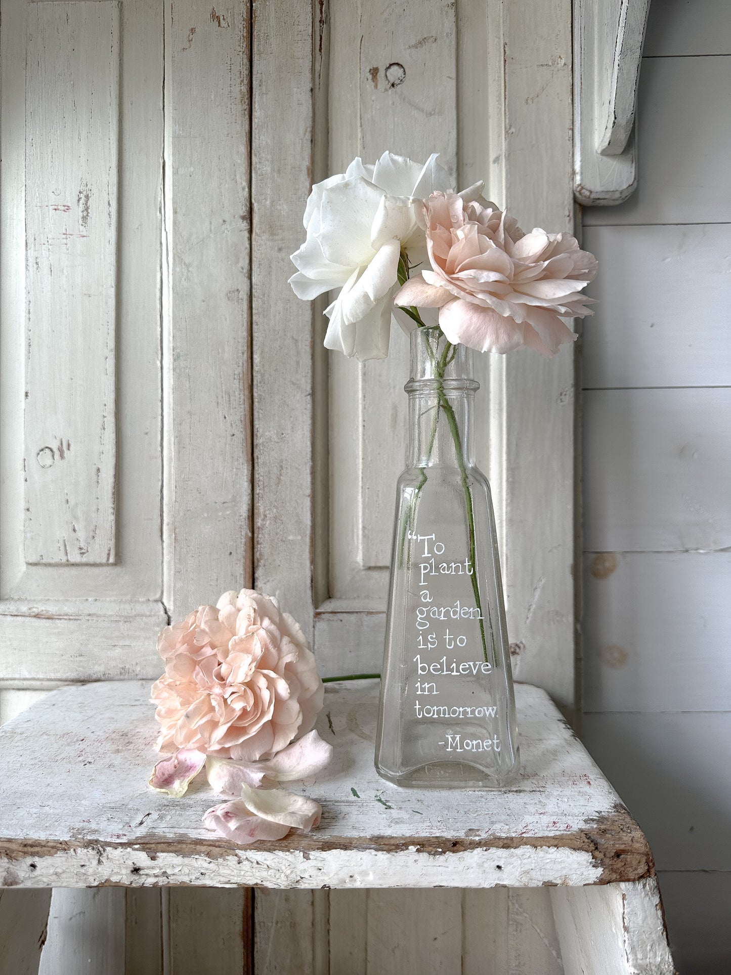 A beautiful Victorian bottle with a hand painted quote