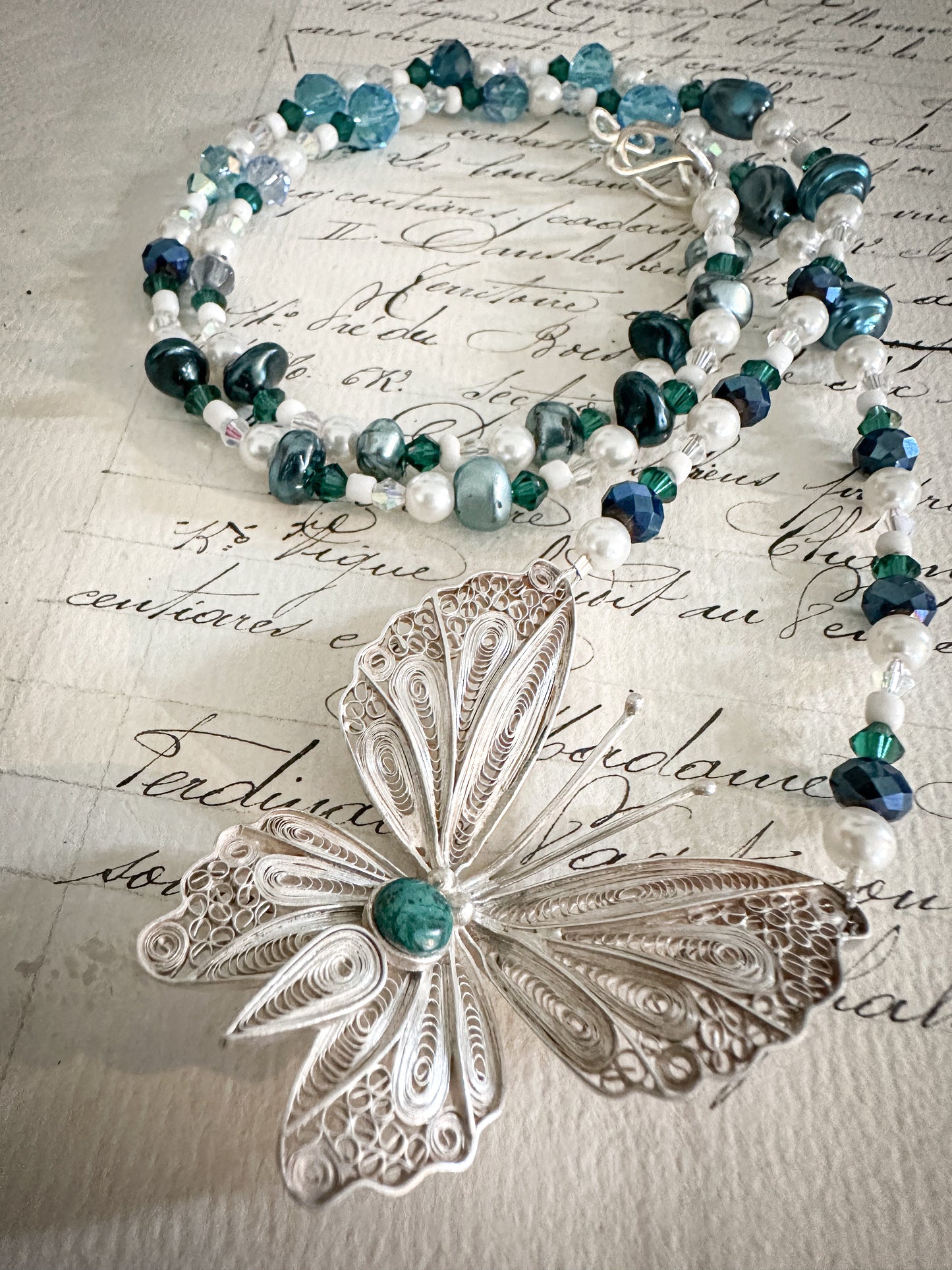 Found Object Art Deco Dress Clip with Cherub Necklace by Jealous Moon Jewellery