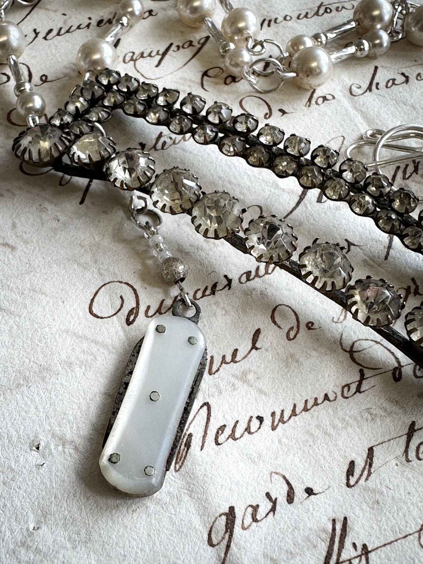 Found Object Victorian Fruit Knife and Paste Buckle Necklace by Jealous Moon Jewellery
