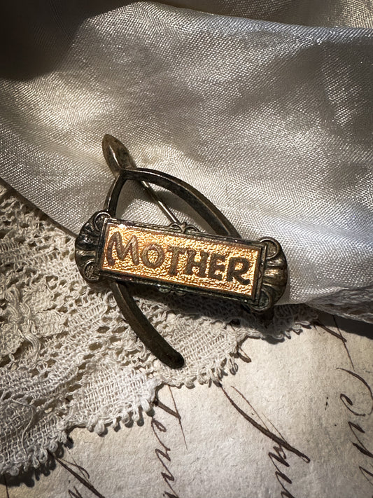 Antique “Mother” wishbone brooch