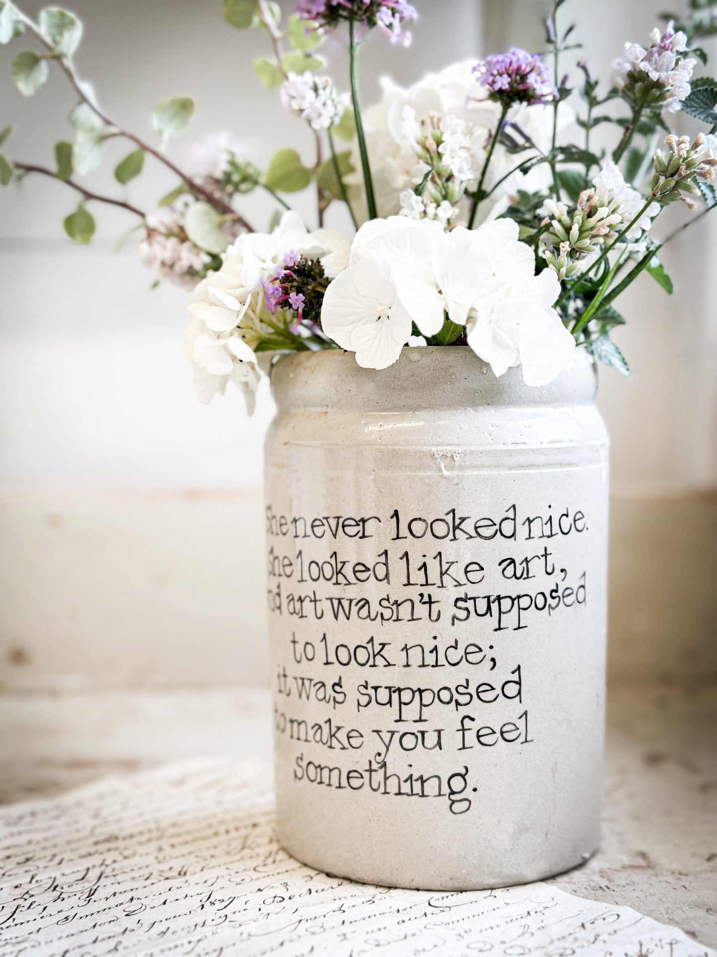 Large Hand Painted Stoneware Pot