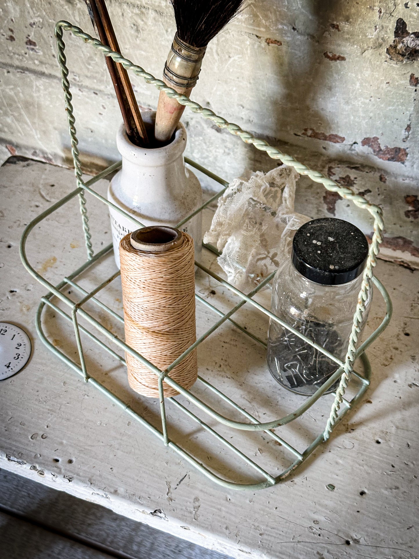 A Vintage French Wire Bottle Rack