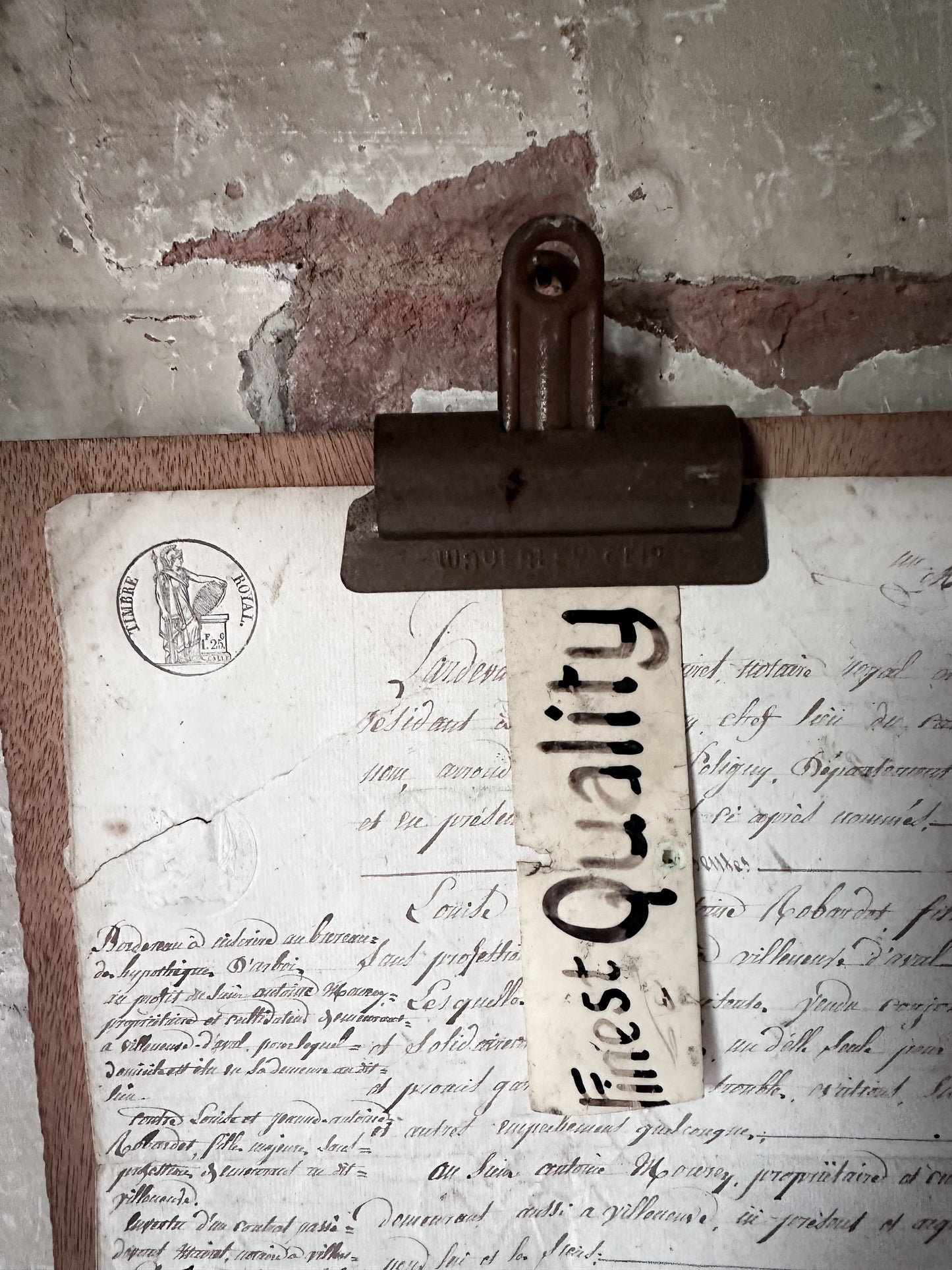 Antique Industrial Cast Iron 10 Inch Paper Clip Board | Early 20th Century Office Memorandum Holder