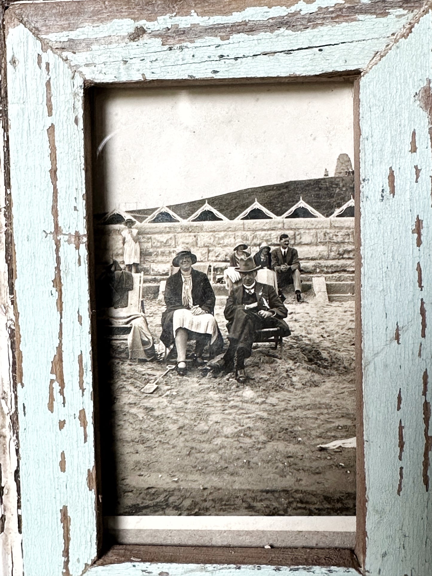 A framed day at the seaside antique photograph in a Luna design frame