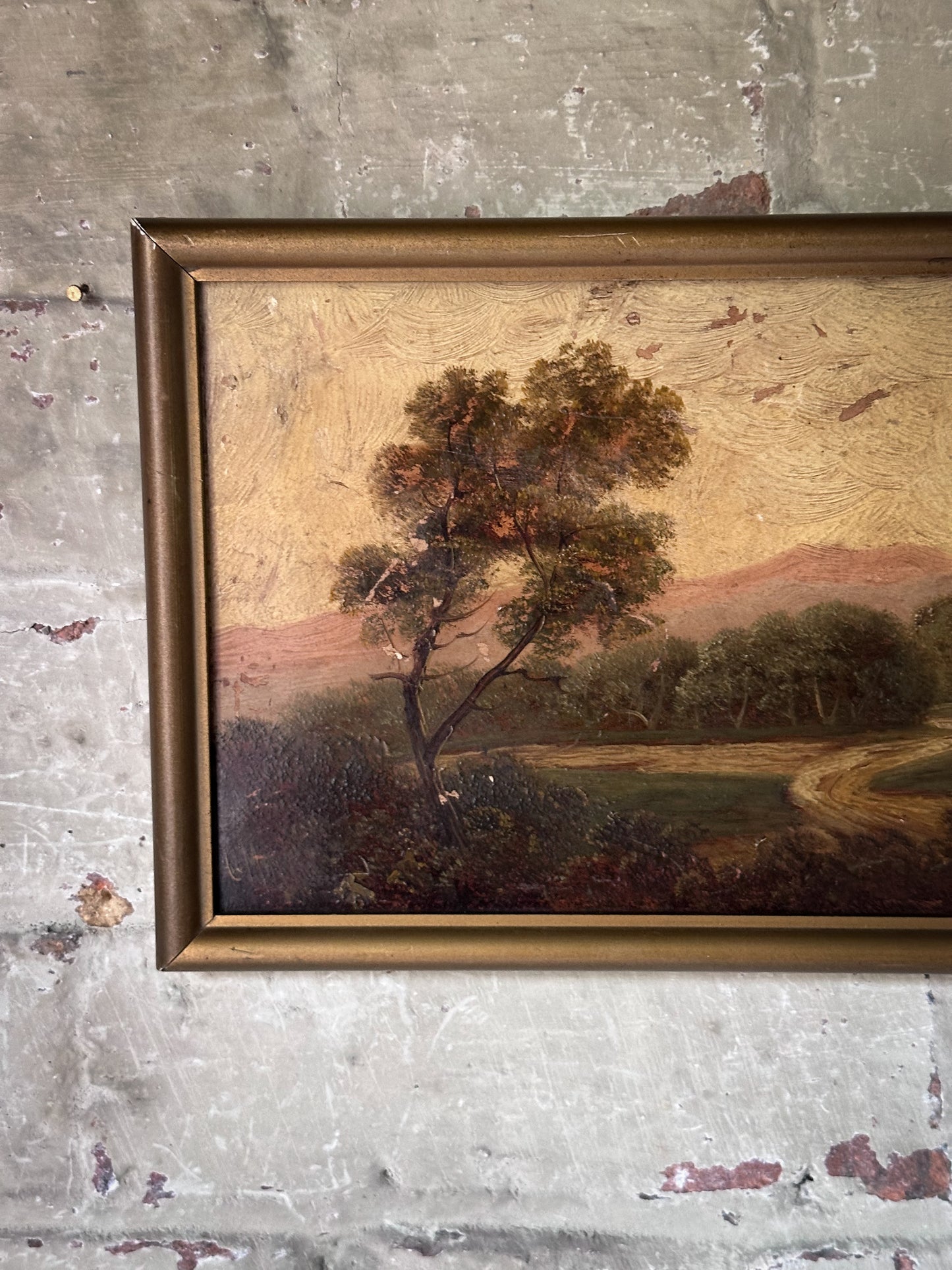 Antique Victorian Oil Painting on Board in Original Frame | Signed Landscape Artwork | c.1880–1900