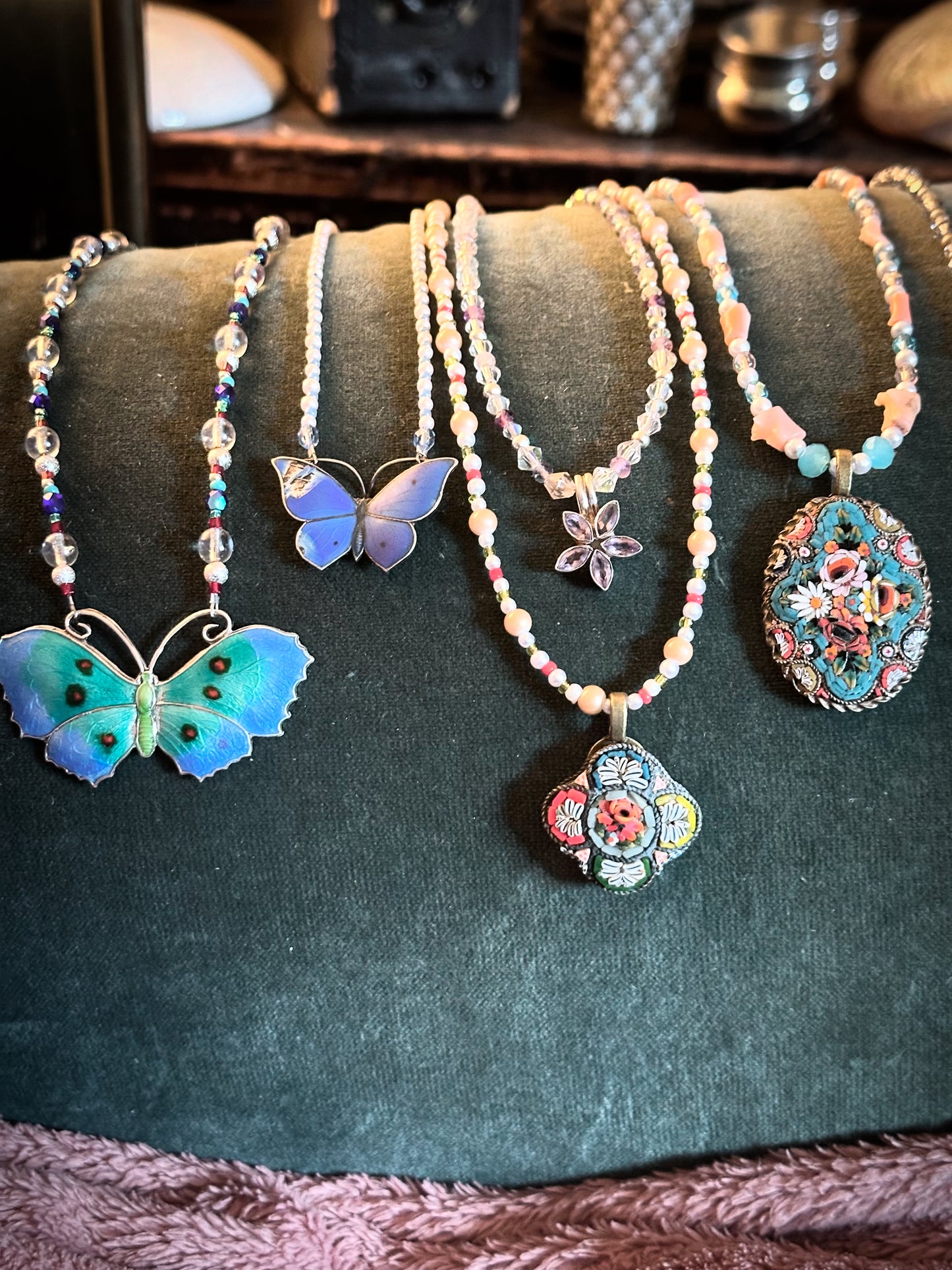 Found Object Antique Micro Mosaic Necklace by Jealous Moon Jewellery