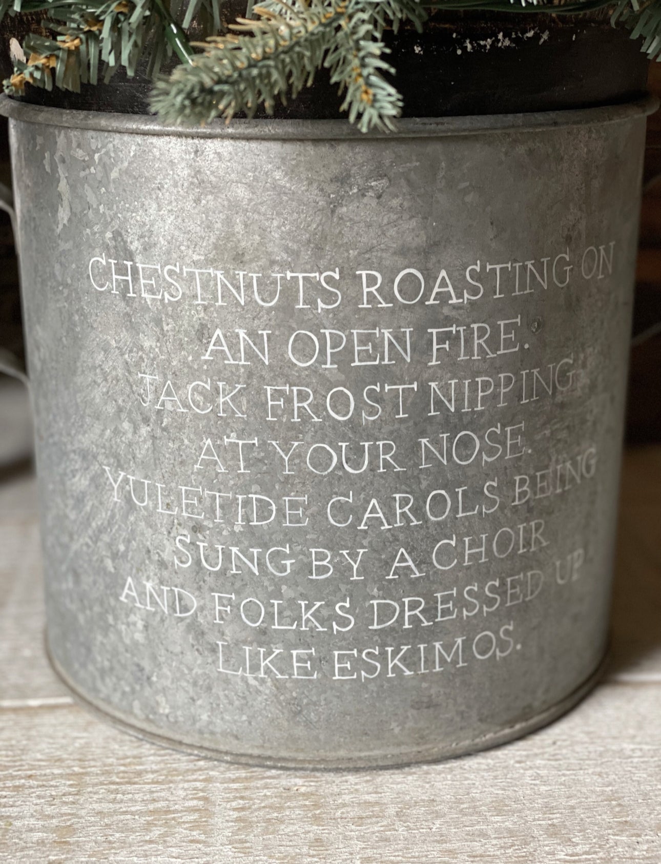 A beautiful heirloom vintage galvanised tub hand painted using traditional sign writer’s techniques and materials.