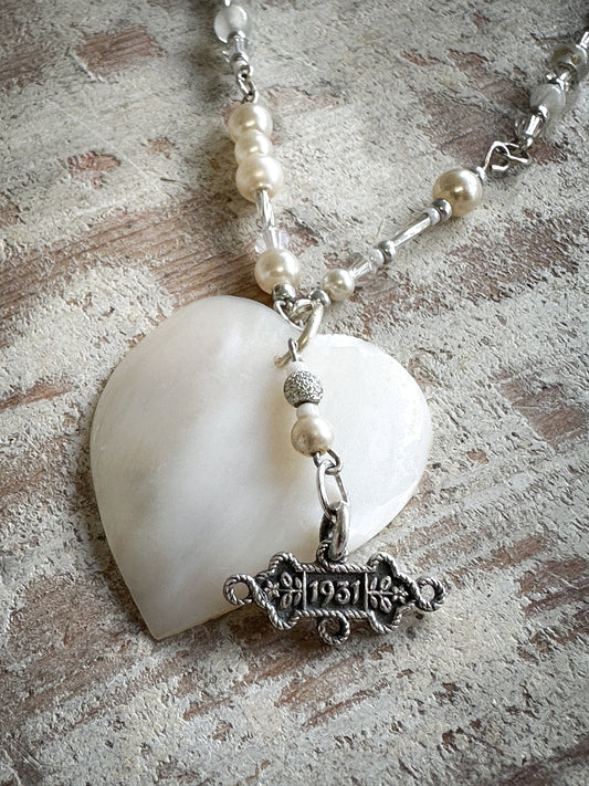 Found Object Mother of Pearl Heart Necklace by Jealous Moon Jewellery
