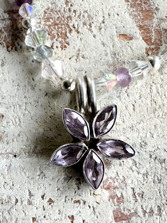 Found Object Antique Silver Amethyst Flower Necklace by Jealous Moon Jewellery