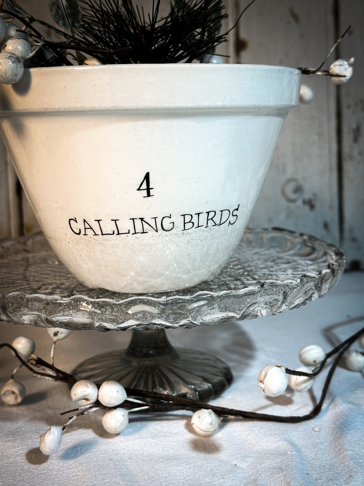 A beautiful vintage Illustrated Ironstone pudding bowl with a hand painted quote
