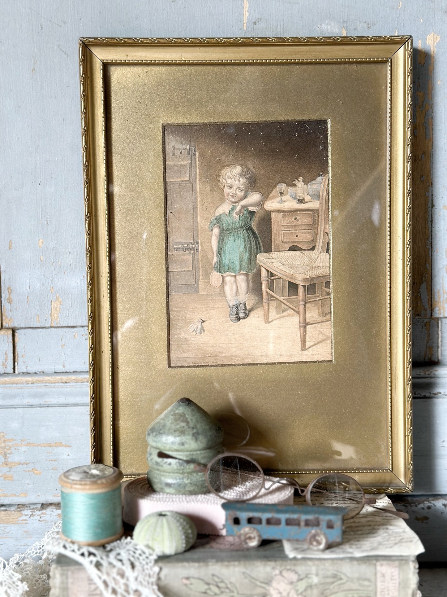 Original Victorian Framed Nursery Print