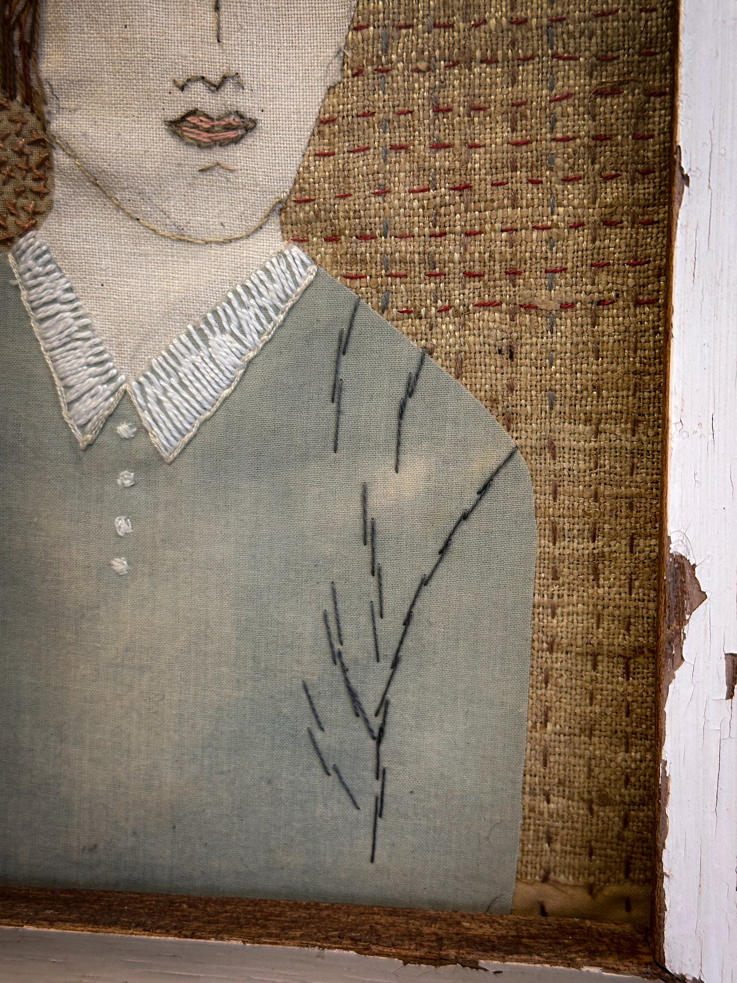 Contemporary Folk-Style Textile Portrait
