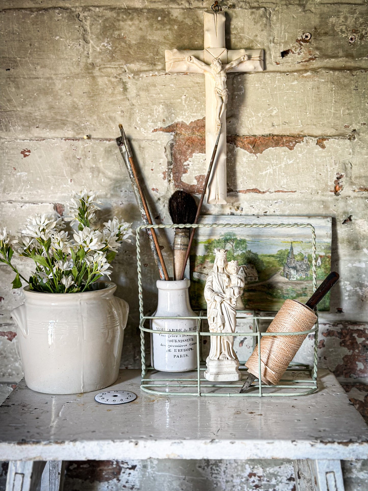 A Vintage French Wire Bottle Rack