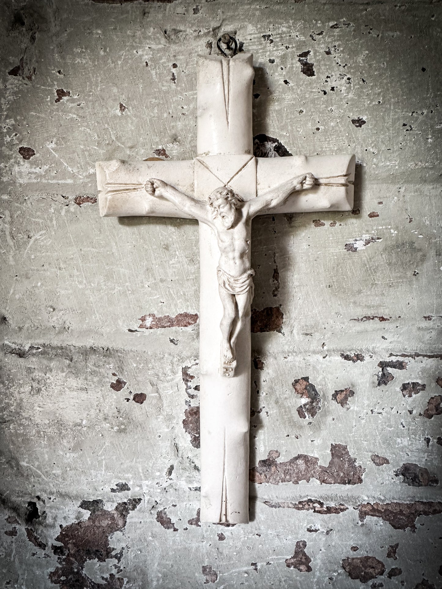 A French Antique Chalk Ware Crucifix