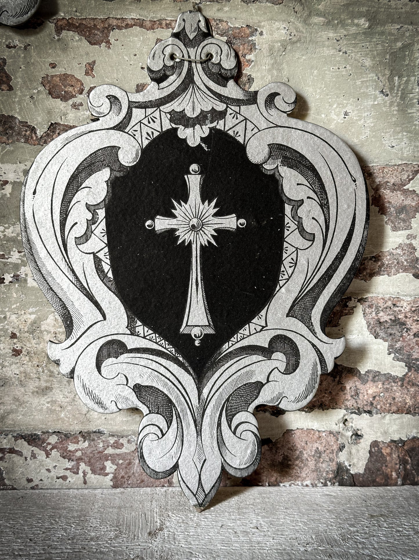 A Rare Antique French Sacred Heart Card Banner