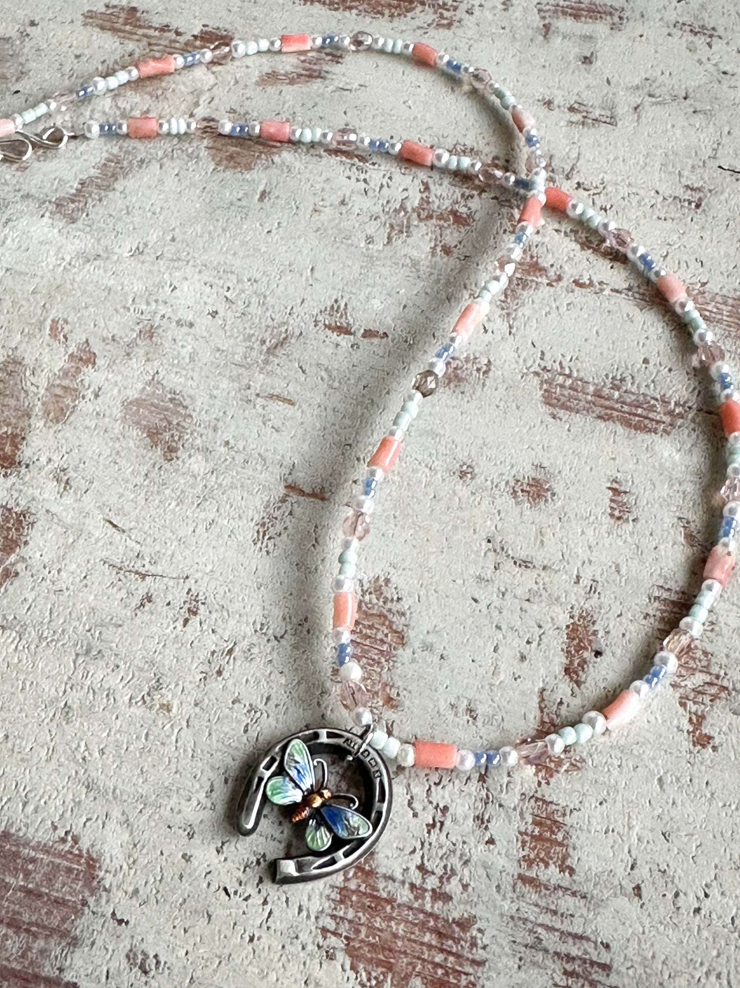 Found Object Antique Silver Butterfly Horseshoe Necklace by Jealous Moon Jewellery