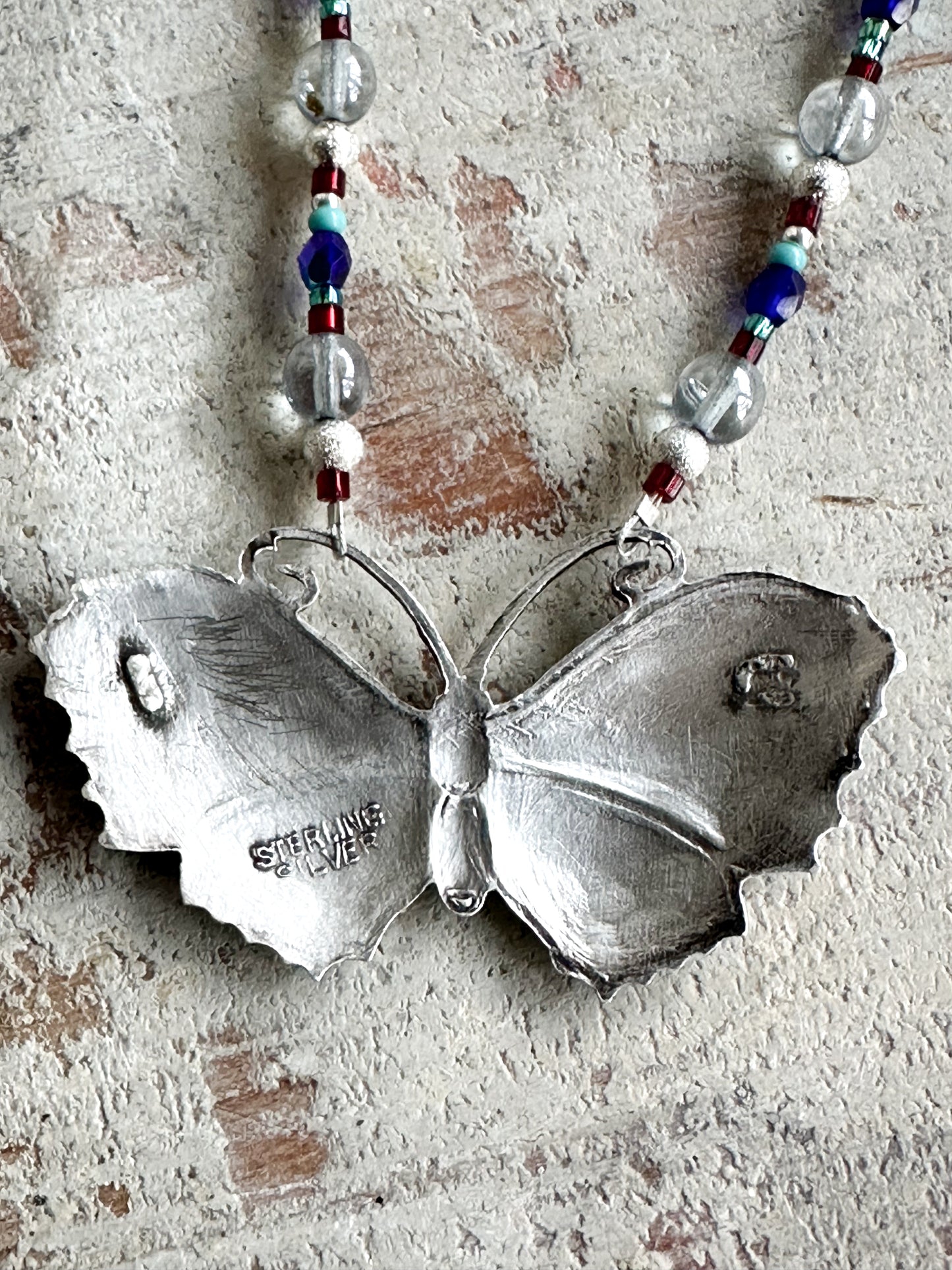 Found Object Antique Silver Butterfly Necklace by Jealous Moon Jewellery