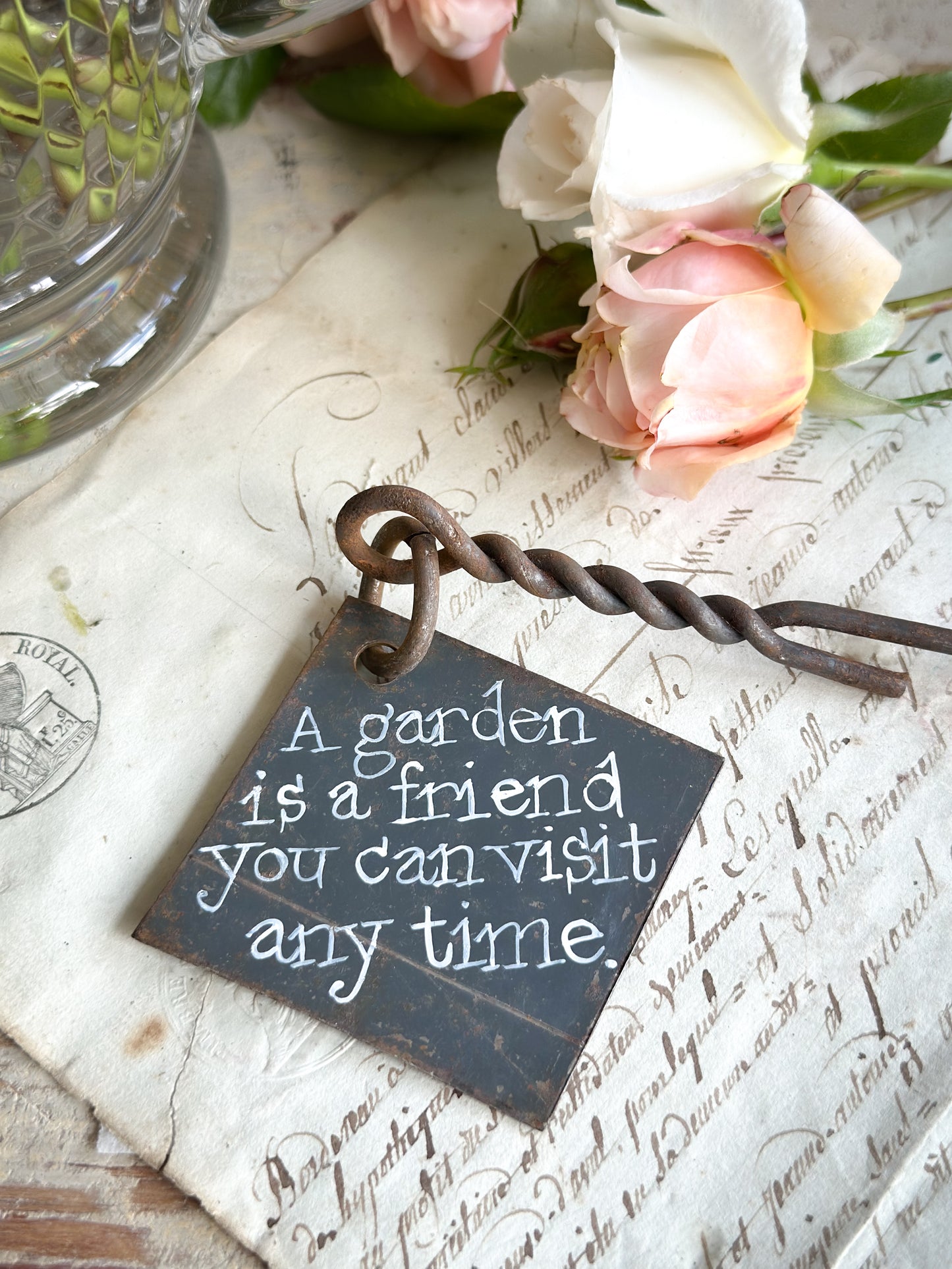 A Hand Painted French Plant Marker