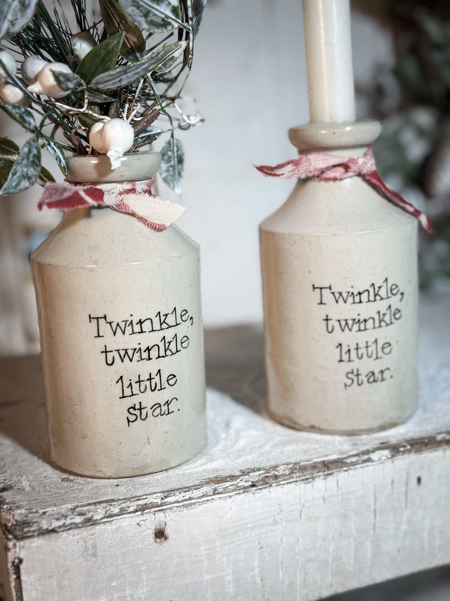 A Victorian unearthed stoneware pottery tall bottle with a hand painted quote
