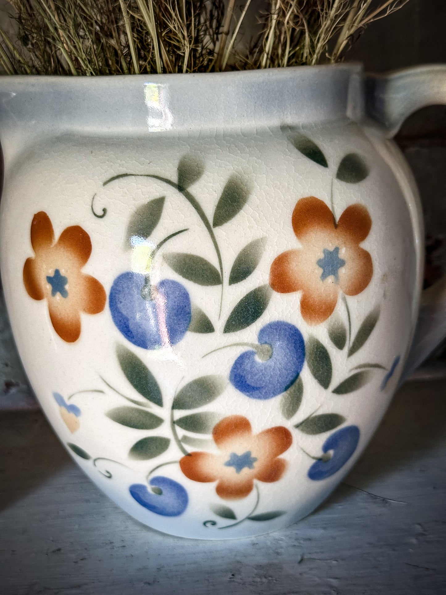 A Vintage Sponge Ware Flower Jug