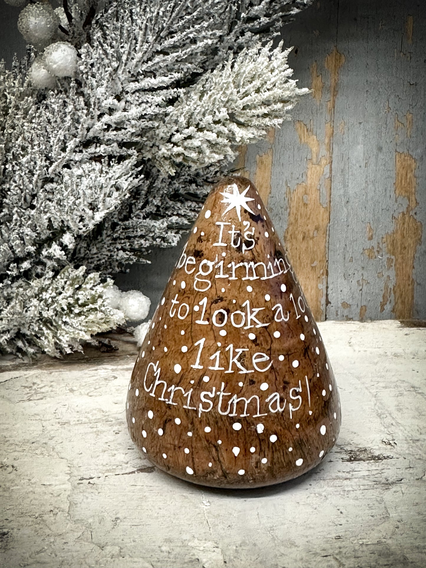 A Large Hand Painted Antique Plumber’s Turnpin “It’s Beginning To Look A Lot Like Christmas”