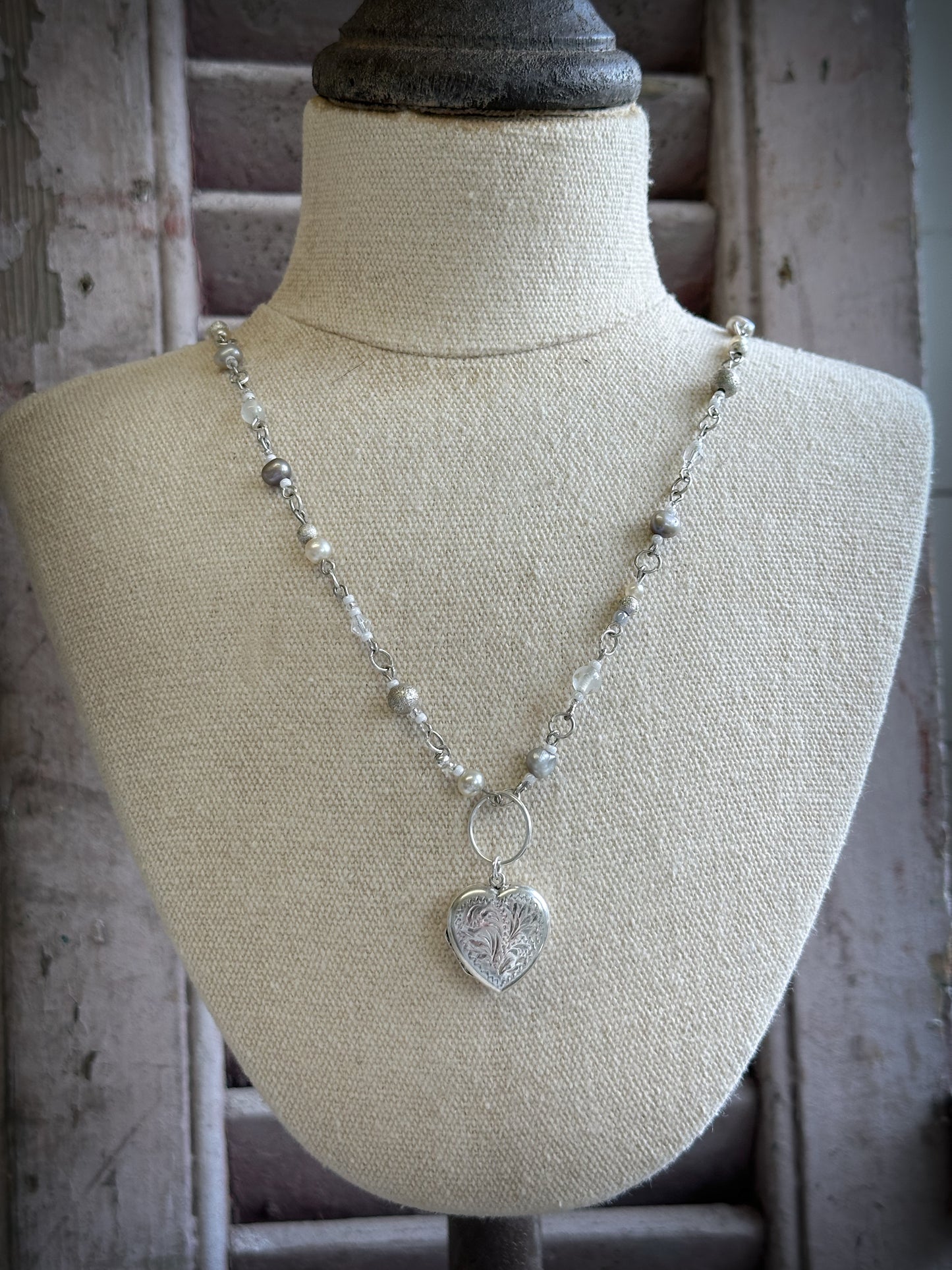 Found Object Vintage Silver Heart Locket Necklace by Jealous Moon Jewellery